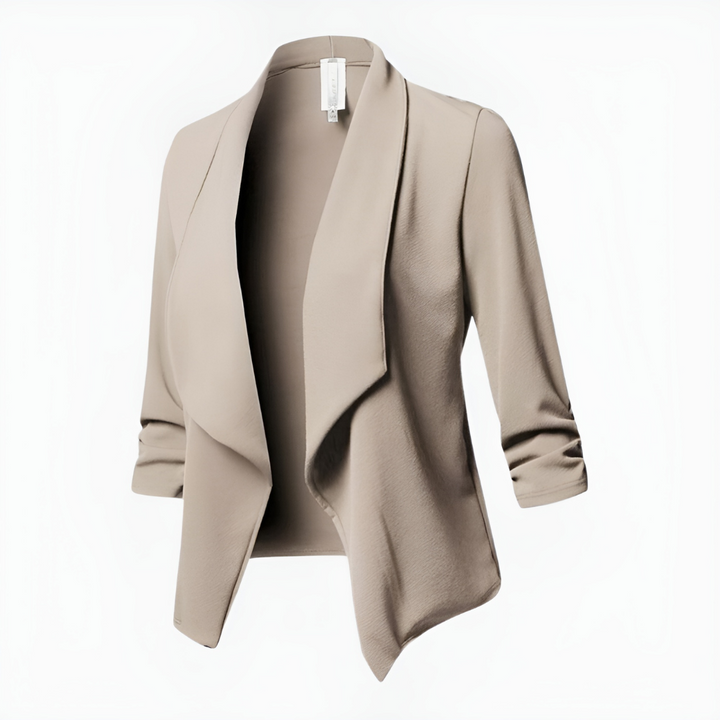 Drune | Draped Offene Front-Blazer - Leichte Arbeitsjacke - 3/4 Ärmel Blazer