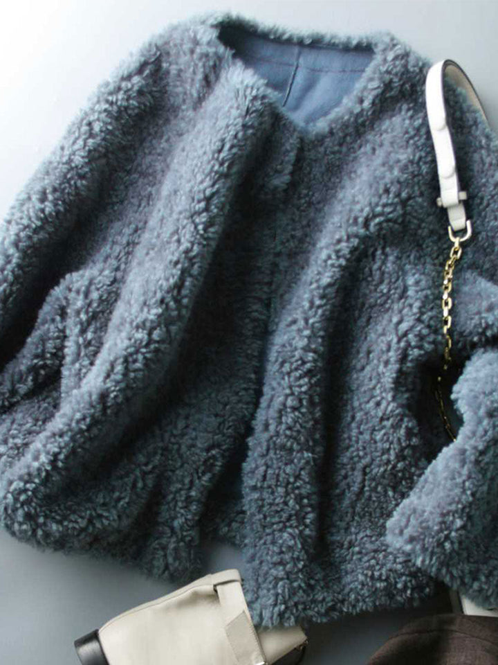Drune | Lässige einfarbige Struktur-Fleece-Oberbekleidung