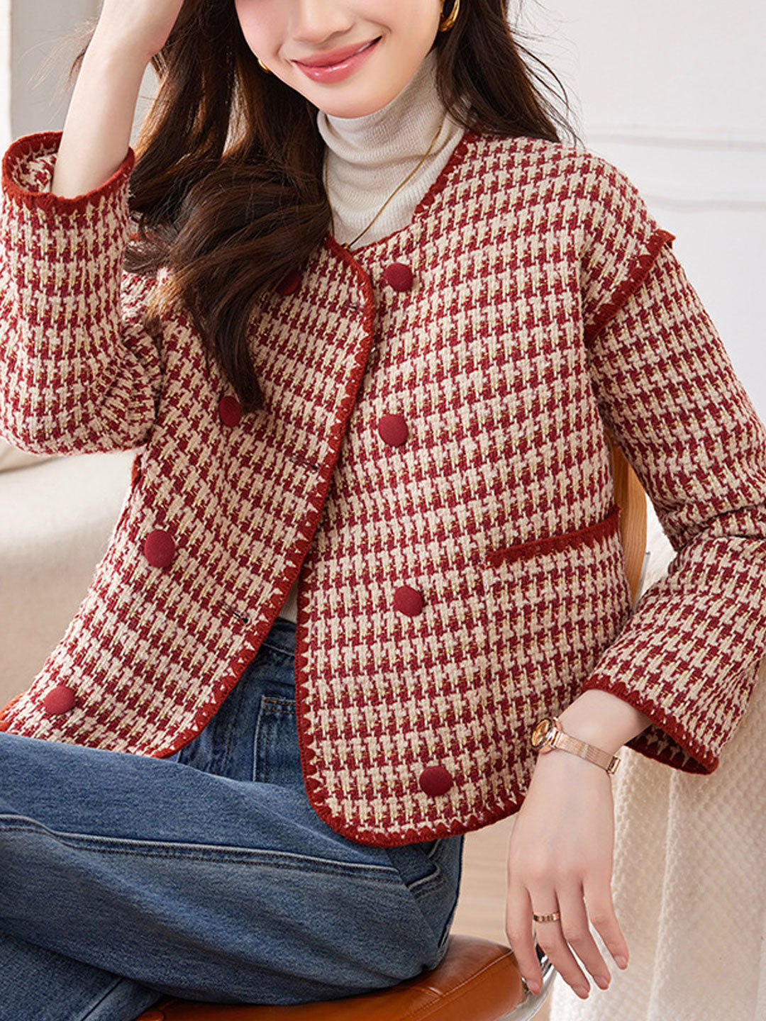 Drune | Klassische Rundhals-Tweedjacke