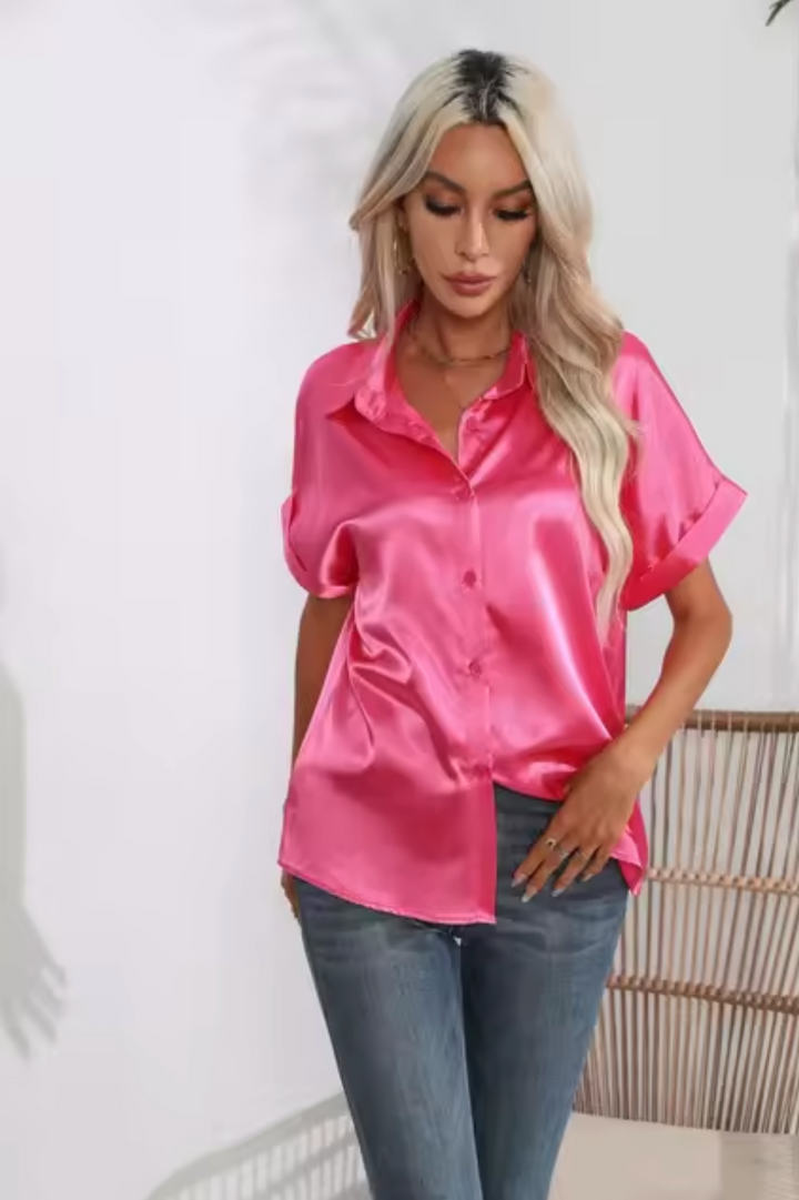 Drune | Satinbluse mit Kurzen Ärmeln