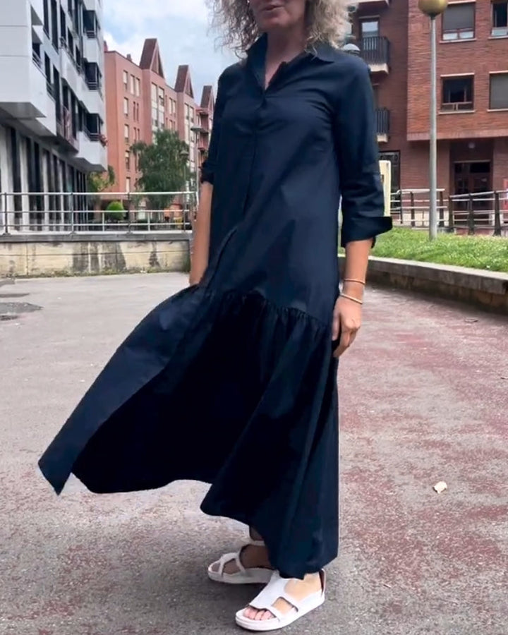 Drune | Einfarbiges Lässiges Langarmkleid