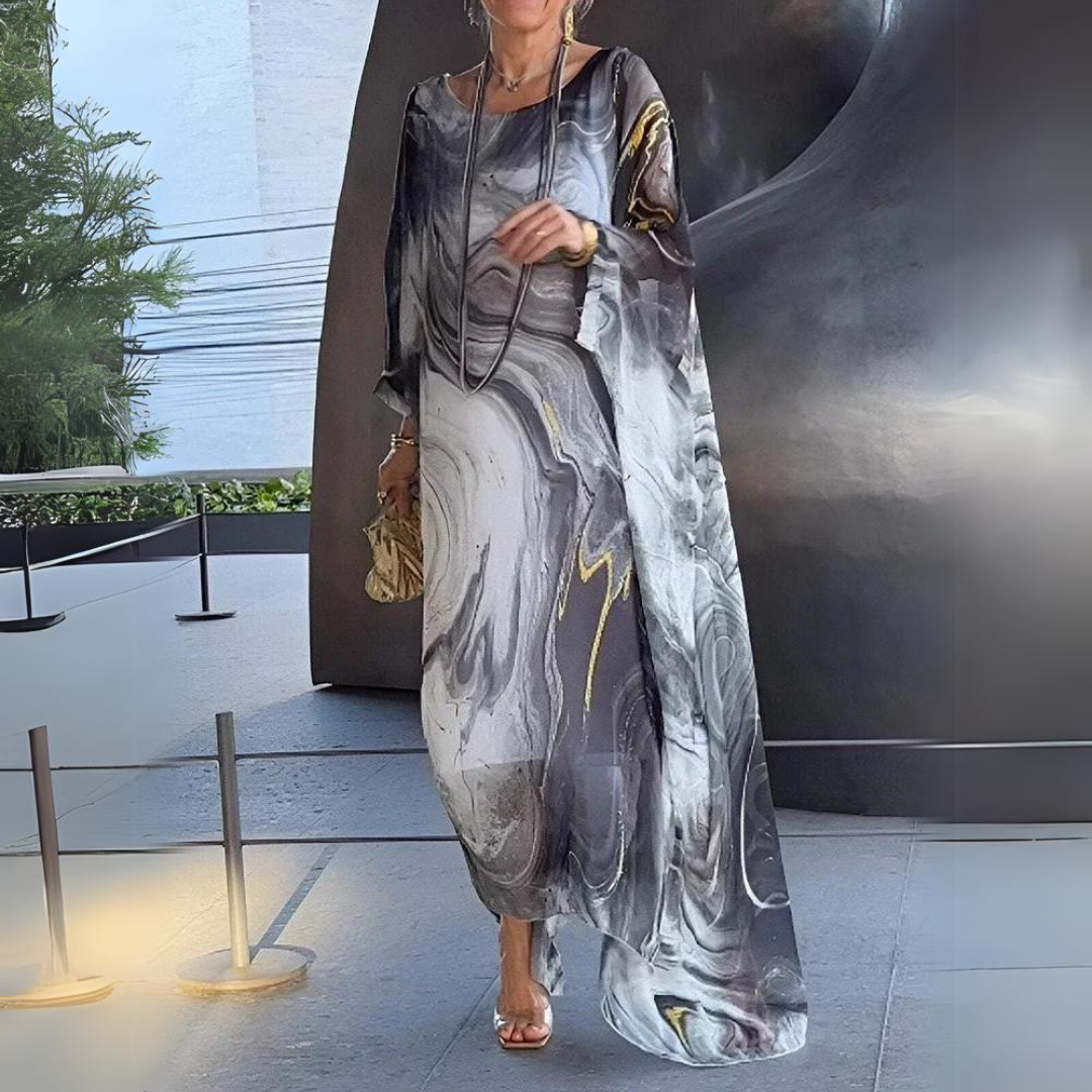 Drune | Bauchbedeckendes Seiden-Chiffon-Kleid