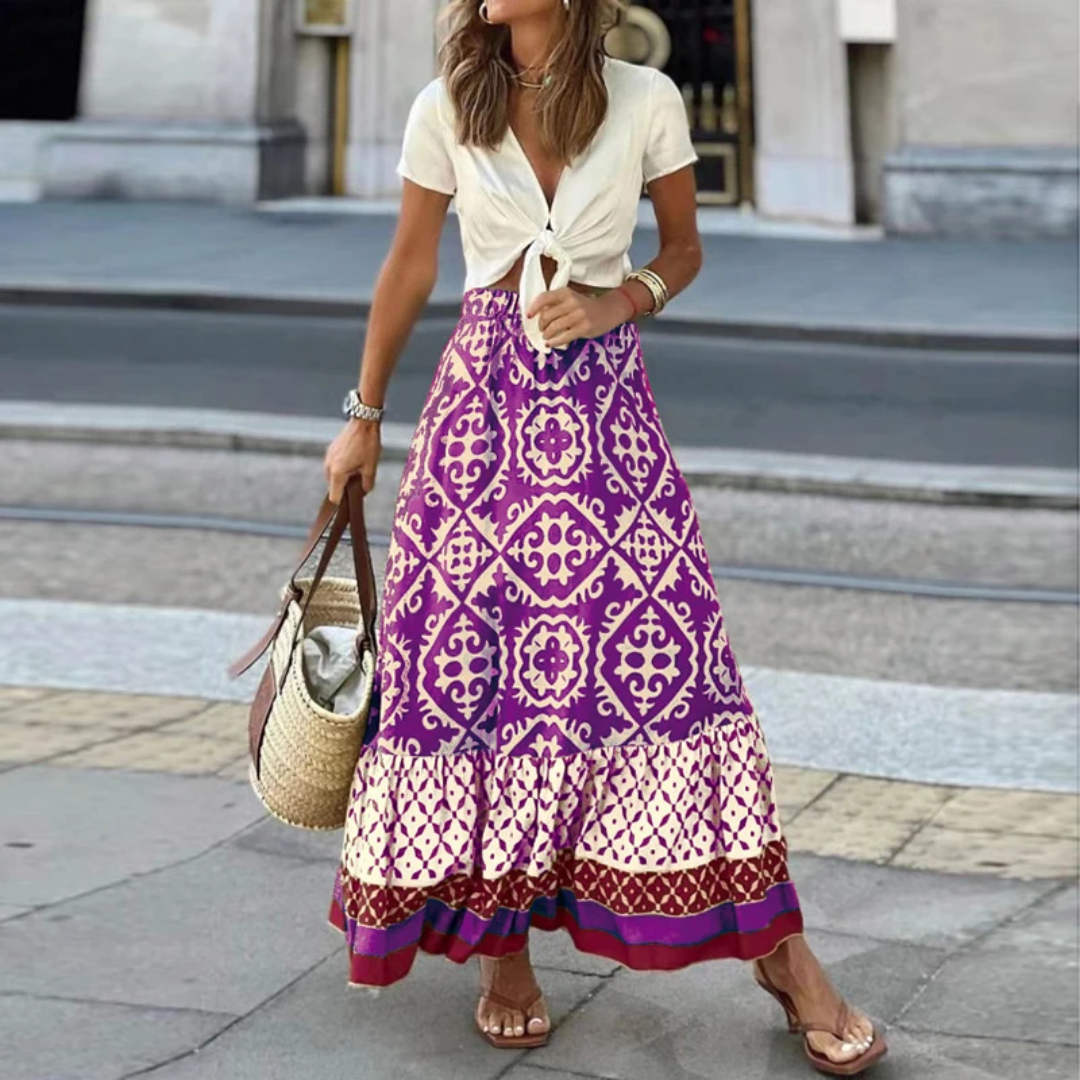 Drune | Trendiger High Waist Rock Mit Geometrischem Muster
