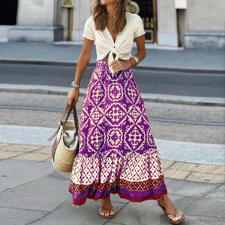 Drune | Trendiger High Waist Rock Mit Geometrischem Muster
