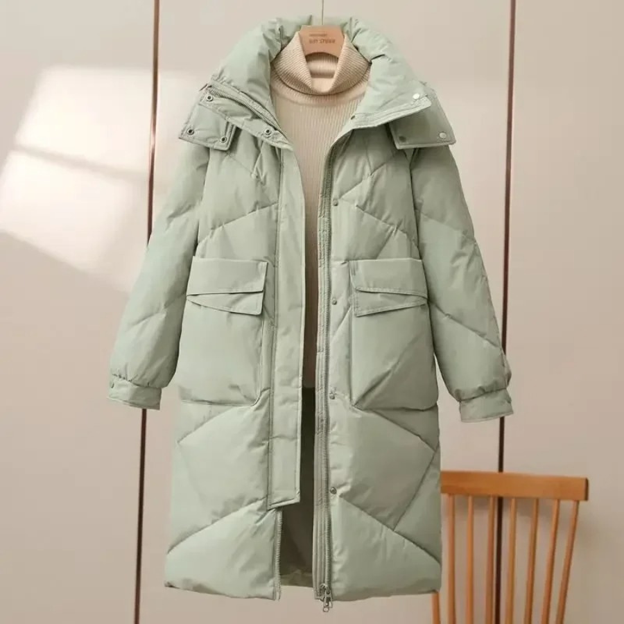 Drune | Stylische Graue Leichte Pufferjacke mit Umlegekragen für Frauen