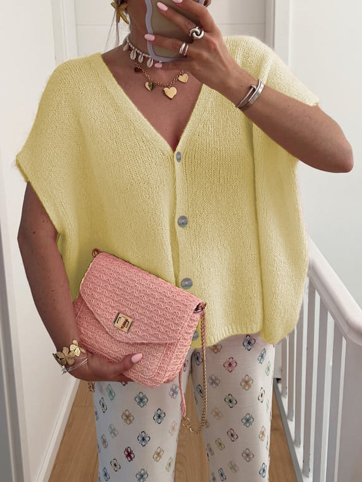 Drune | V-Ausschnitt Kurzarm Cardigan