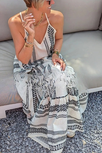 Drune | Away On Vacay Lange Cami Kleid mit Ethnischem Muster