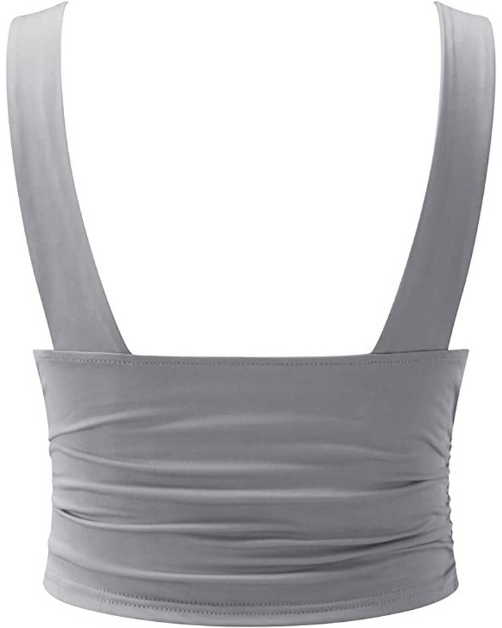Drune | Elegante Damen Top Schickes Ärmelloses Crop Top Mit V-Ausschnitt