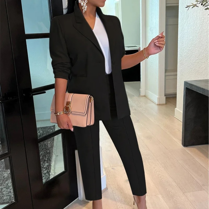 Drune - Schicke Herbst Bürostil Blazer und Hosen Set für Frauen
