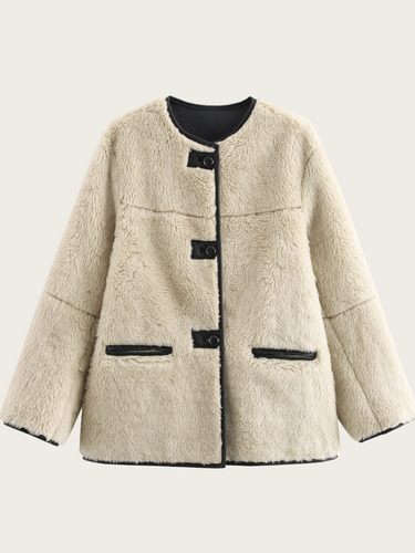 Drune | Damen Teddyjacke mit Knopfverschluss