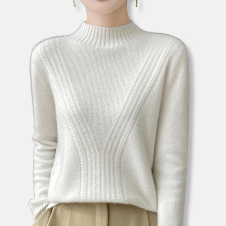Drune | Pullover Sweater - Wollmischung - Lockere Passform - Halbhochelastischer Kragen - Rippstrick