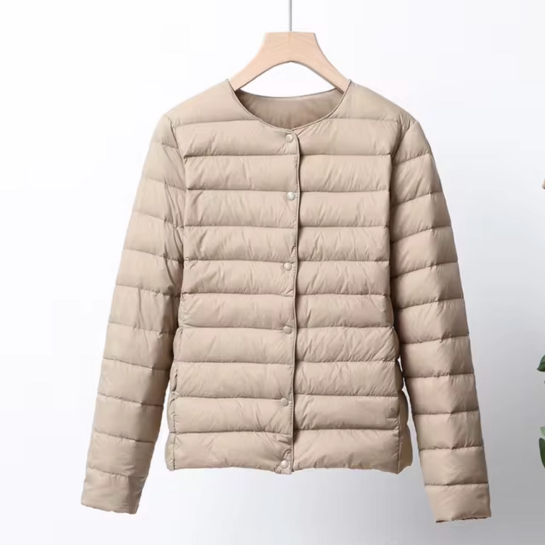 Drune | Daunenjacke Slim Fit Leicht Gewattet Kragenlos Hüftlänge