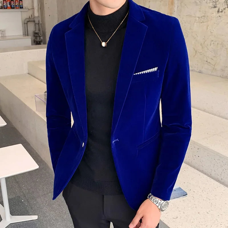 Drune | Slim Fit Luxuriöses Samt Einreiher Formeller Schnitt