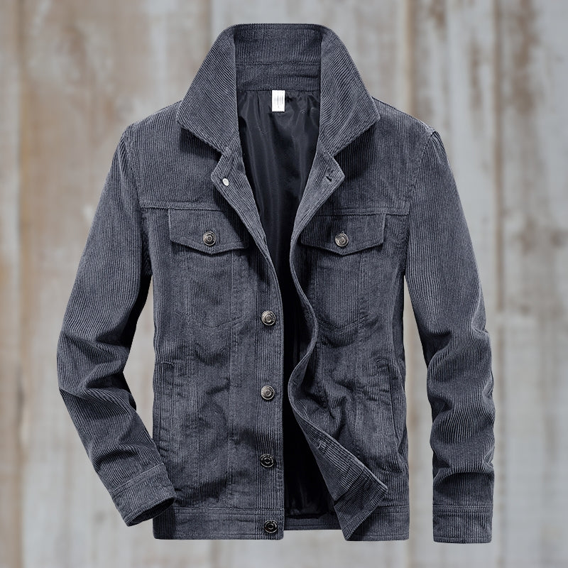 Drune | Cordjacke mit Knopfverschluss Baumwollmischung Zeitloses Design