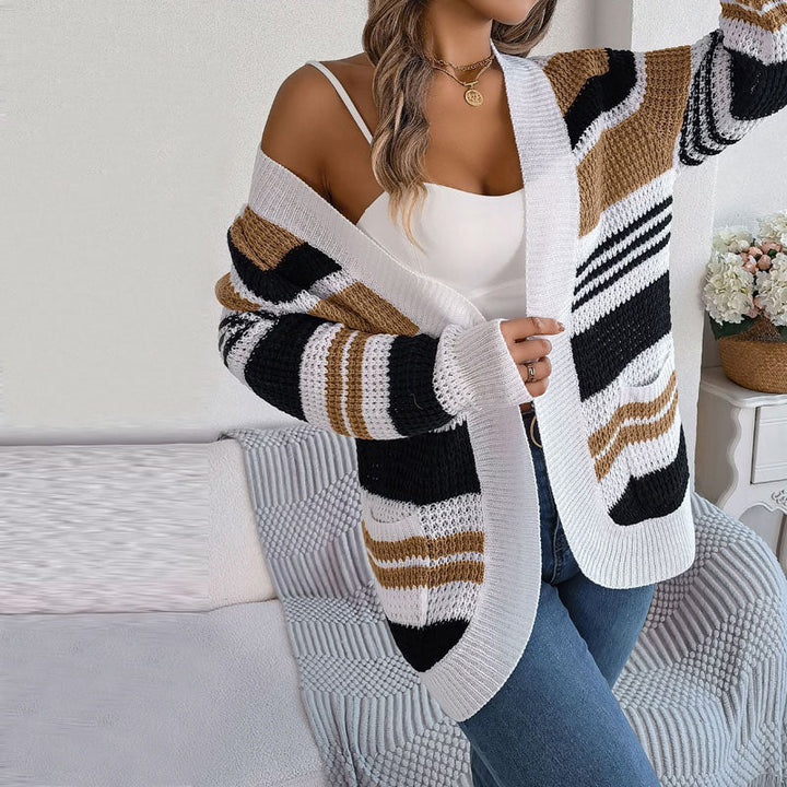 Drune | Gestreifte Strick-Strickjacke Mit Modernem Look
