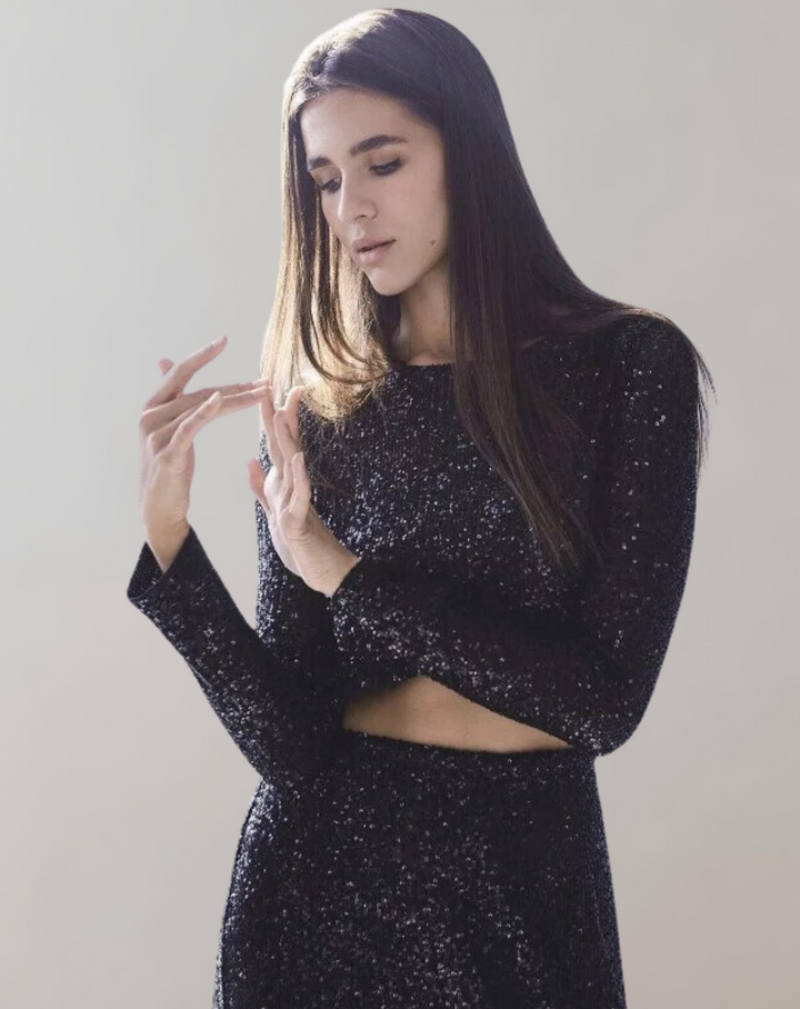 Drune | Damen Pailletten-Crop-Top