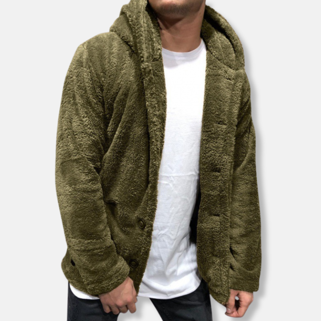 Drune | Kapuze Fleece Lockere Passform Knopfverschluss Lässiger Stil