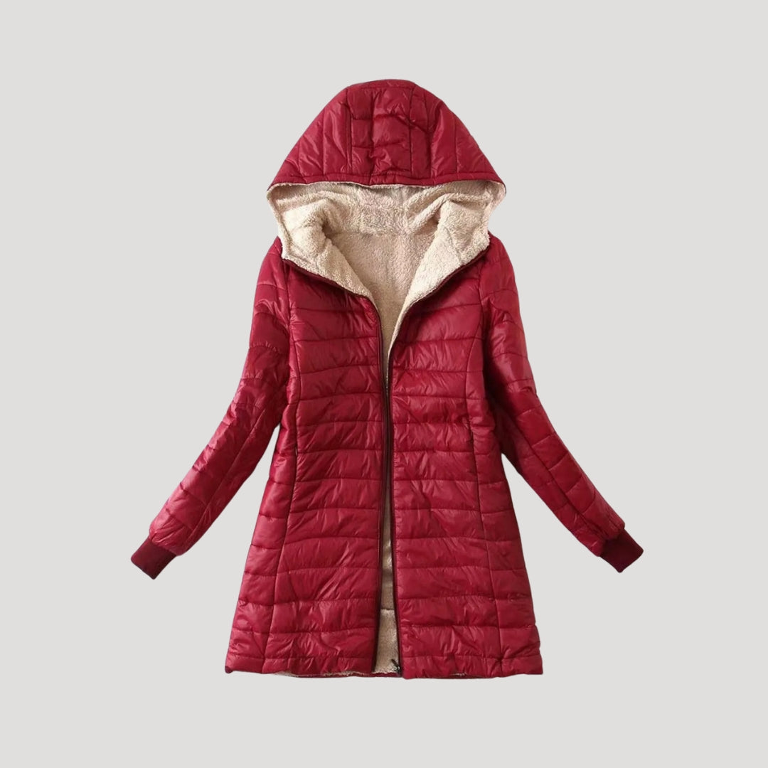 Drune | Damen lange Pufferjacke Wintermantel mit Kapuze