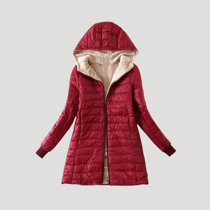 Drune | Damen lange Pufferjacke Wintermantel mit Kapuze