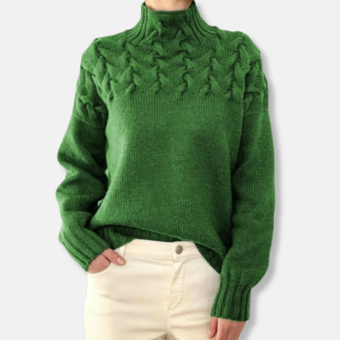 Drune | Wolle Hoher Hals Pullover Kabelstrick Entspannt Passform Pullover