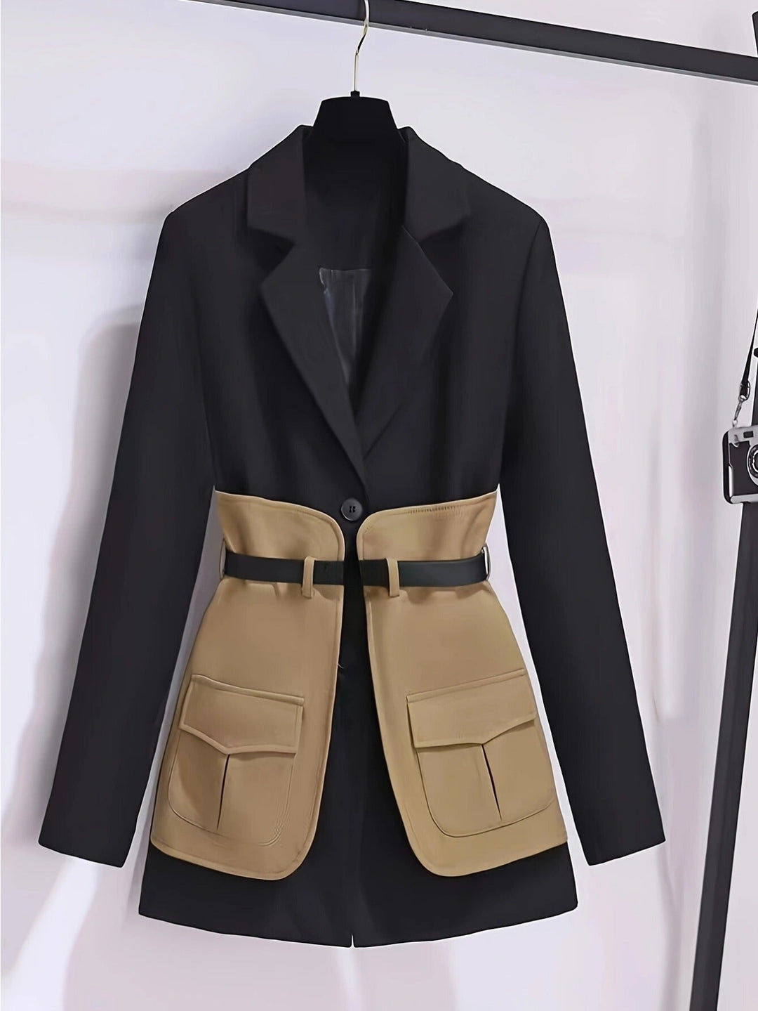 Drune | Eleganter, französisch inspirierter Trenchcoat mit Farbblock, britischem Stil und Polyesterstoff für Damen - Perfekt für legere Tage