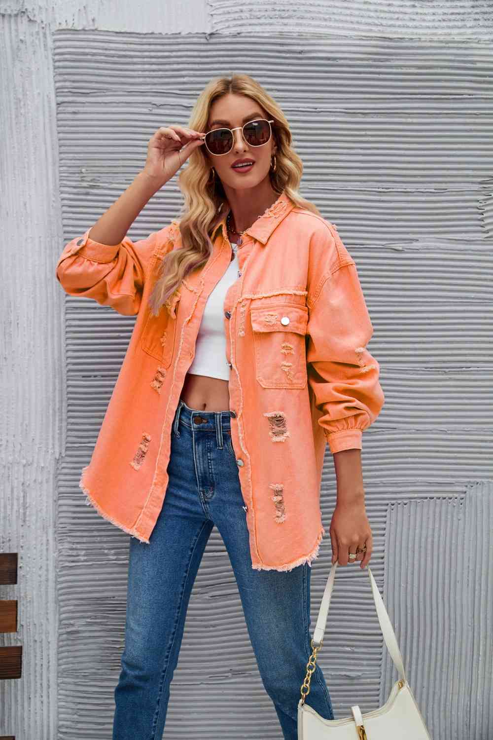 Drune | Zerrissene Rohsaum-Denimjacke