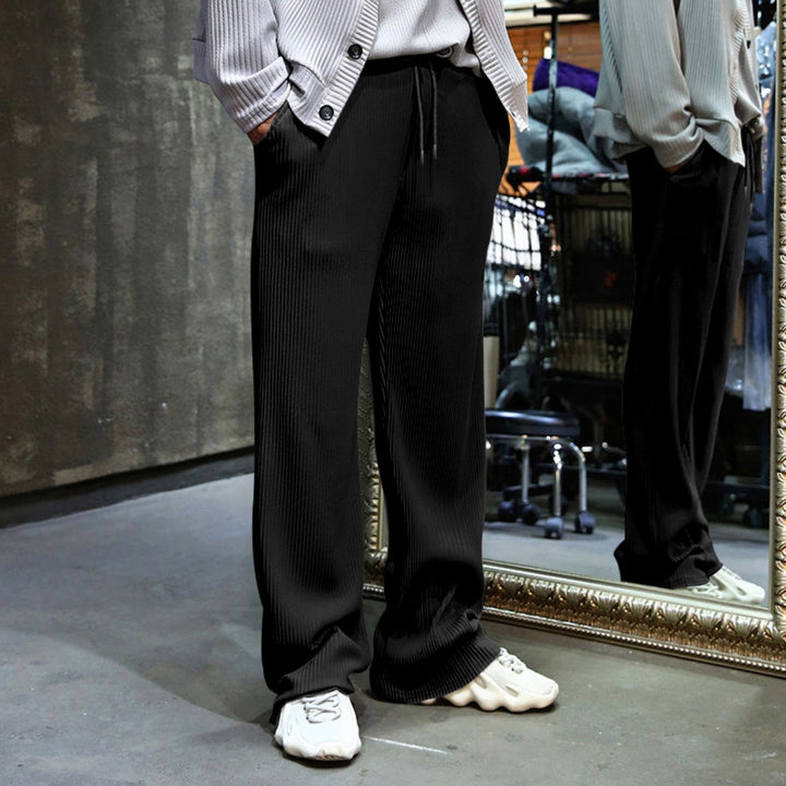 Drune | Dropping Gestreifte Hose mit hoher Taille und weitem Bein