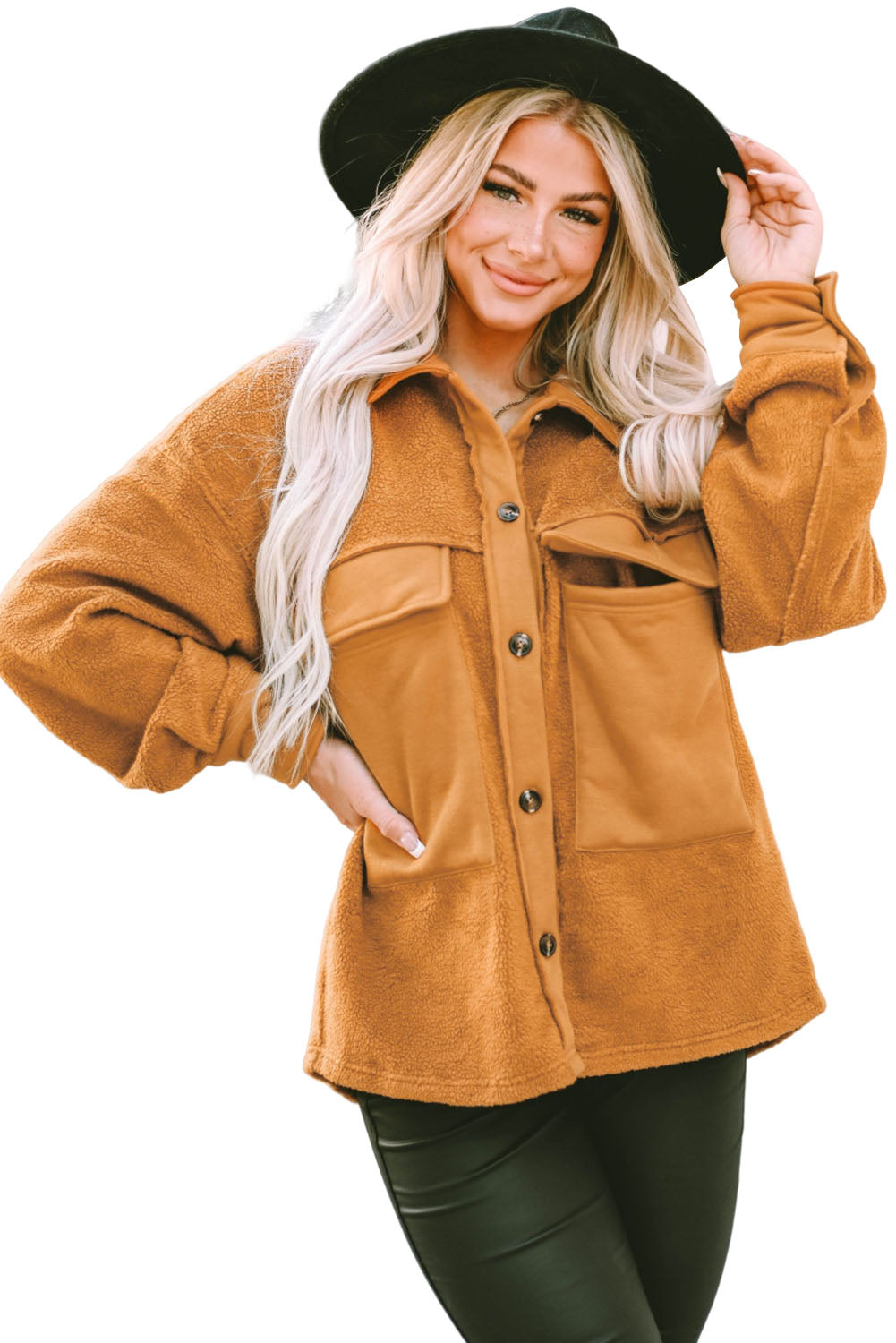Drune | Weiche Teddyjacke mit Großen Taschen Polyester Warm und Modern