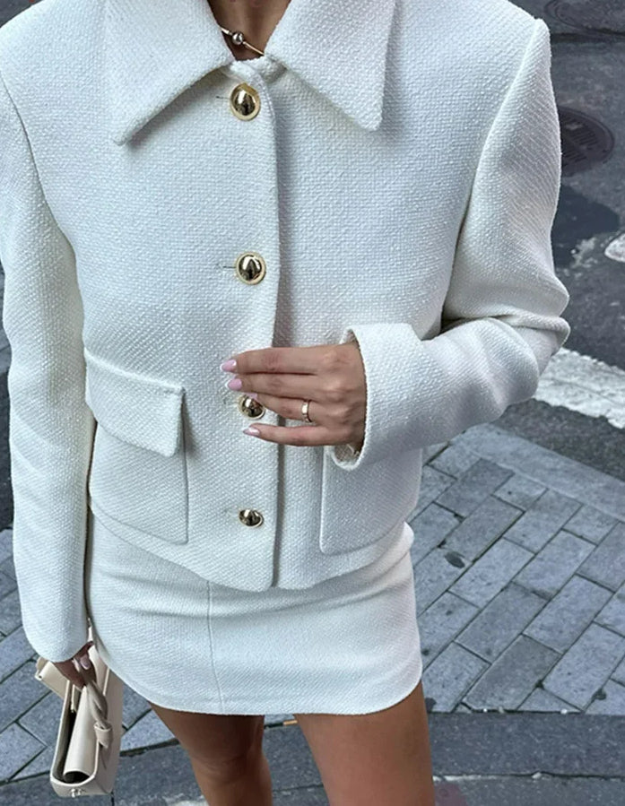 Drune | Jacke Cropped Minirock Büro Zwei-Teile-Set