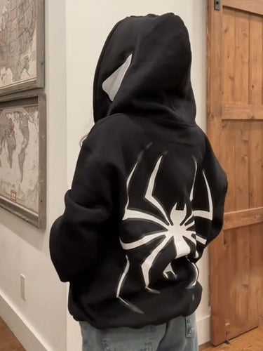 Drune | Hoodie mit Reißverschluss und Spinnenprint
