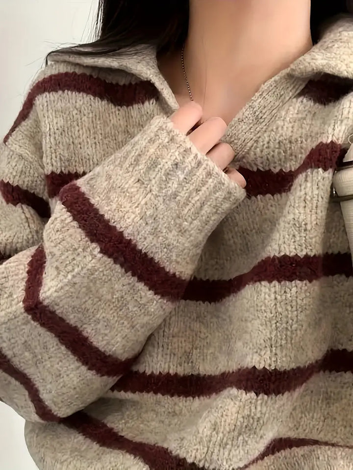 Drune | Gestreifter Strickpullover mit V-Ausschnitt