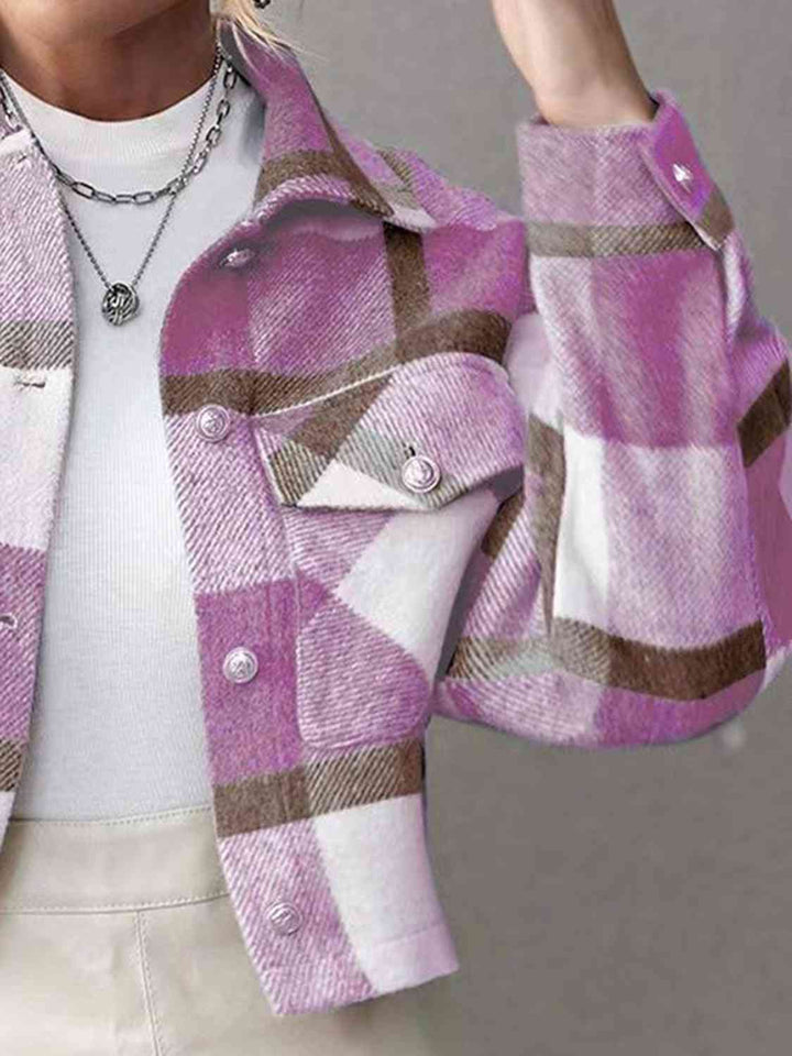 Drune | Karierte Kragenknopf Jacke