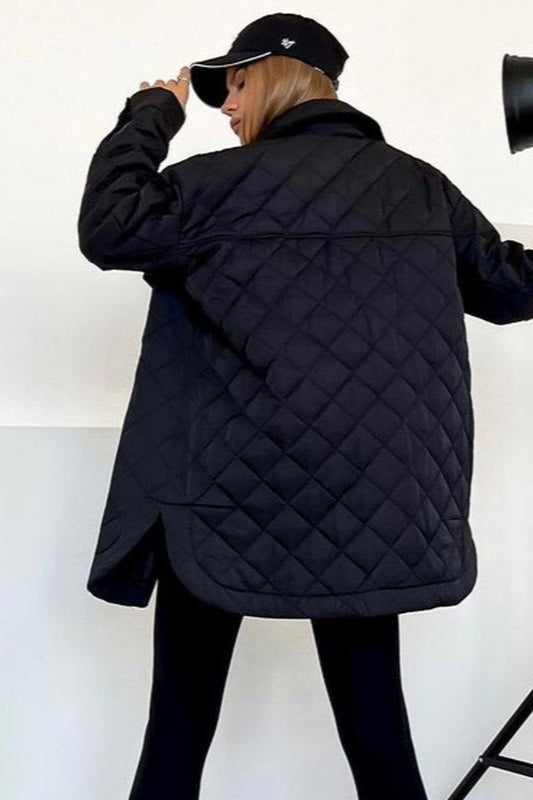 Drune | Lang geschnittene diamantgesteppt Pufferjacke