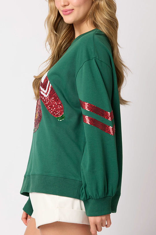 Drune | Weihnachts-Pailletten-Rundhals-Lässiger Sweatshirt