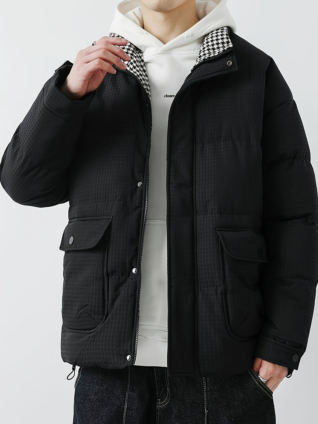 Drune |  Herren Winterjacke mit Stehkragen - Warme Übergangsjacke mit großen Taschen & Druckknöpfen