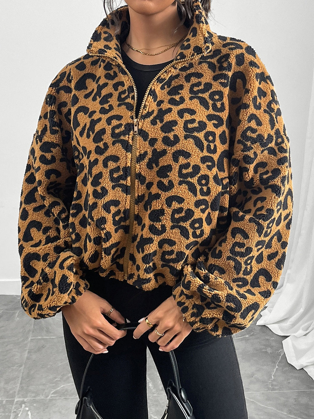 Drune | Schicke Herbst Leopard Zip-Up Jacke für Frauen