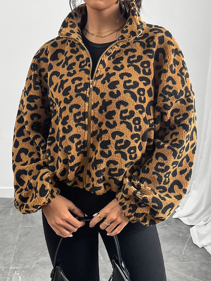 Drune | Schicke Herbst Leopard Zip-Up Jacke für Frauen