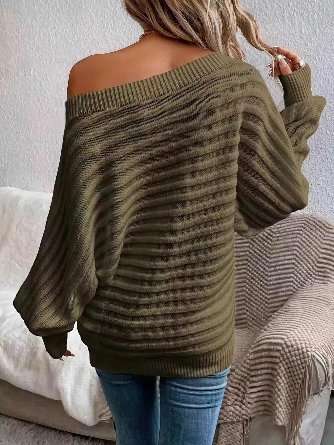 Drune | Schulterfreier Wollpullover mit bequemem Design Pullover Damen - Perfekt für lässige Tage