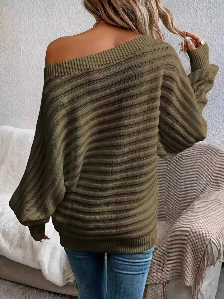 Drune | Schulterfreier Wollpullover mit bequemem Design Pullover Damen - Perfekt für lässige Tage