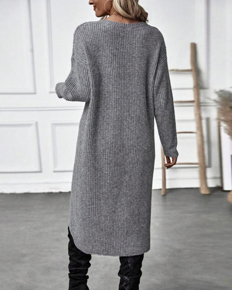 Drune | Bequemes, Einfarbiges Pulloverkleid Im Unregelmäßigen Stil