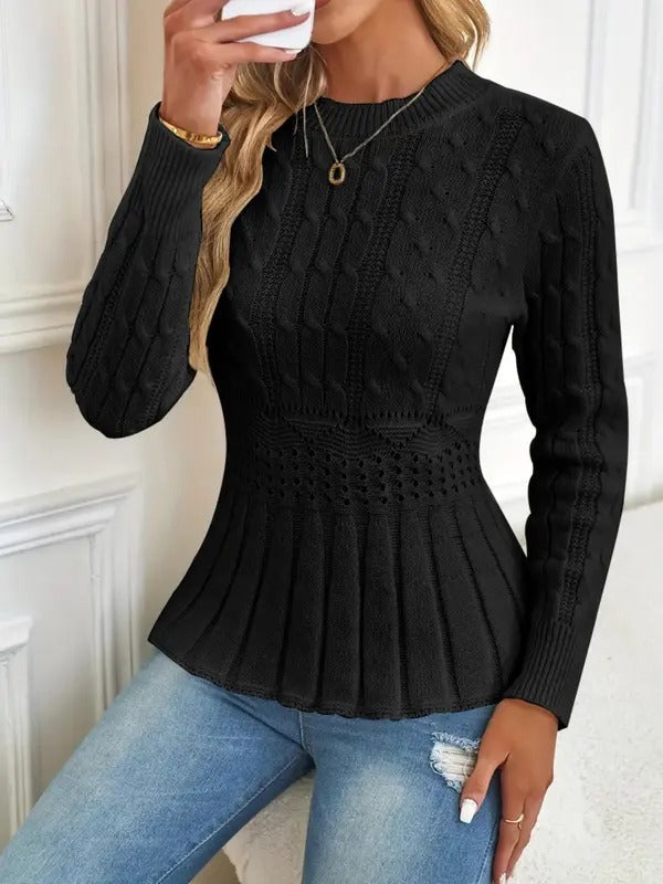 Drune | Gemütlicher schicker Grobstrickpullover mit Rundhalsausschnitt