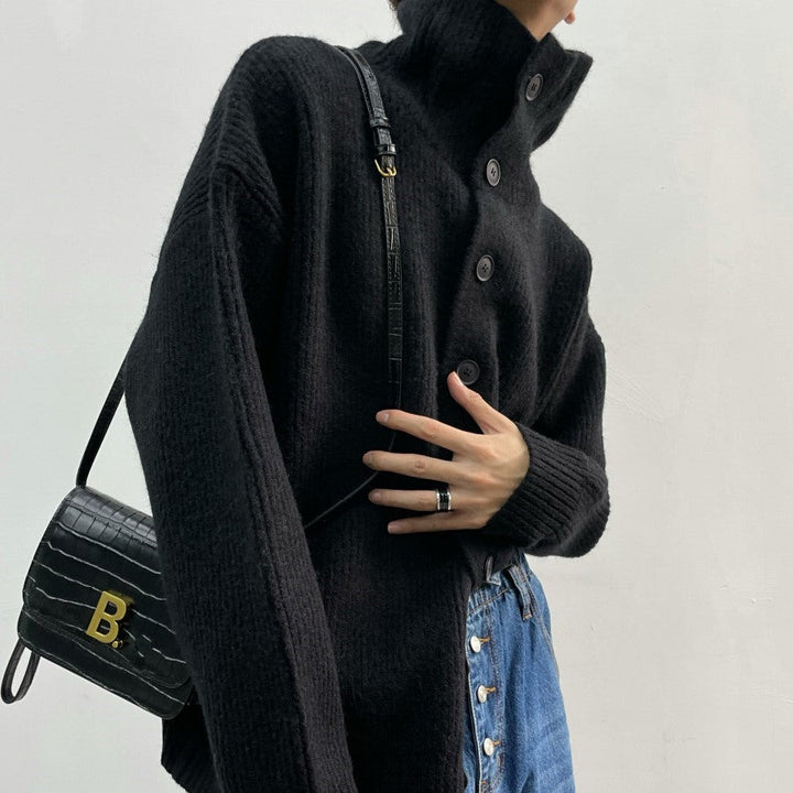 Drune | Rippstrick-cardigan mit Knöpfen Weich und Warm Lässige Eleganz