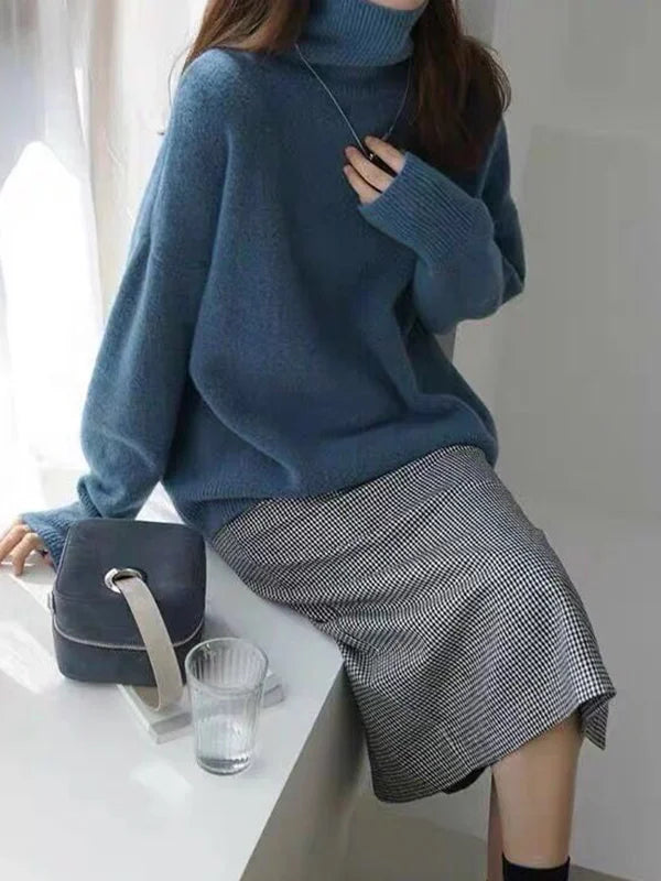 Drune | Lässiger Strickjacke Rollkragenpullover für Damen