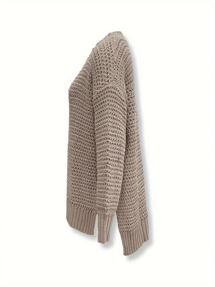 Drune | Baumwoll-Rollkragenpullover mit geteilten langen Ärmeln Pullover Damen - Perfekt für den Alltag