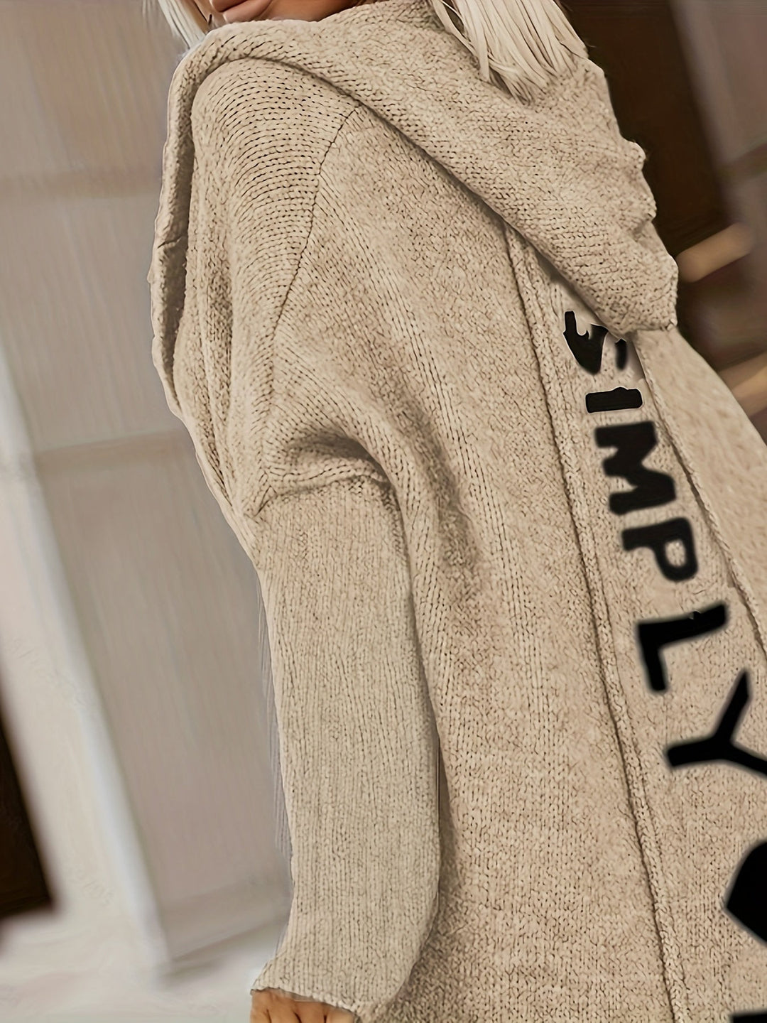 Drune | Langer Strick-cardigan mit Kapuze Weich und Warm Trendy Druck