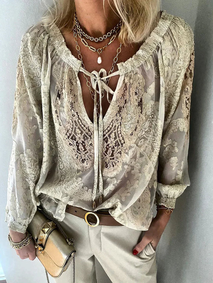 Drune | Exklusive Bluse mit Spitzenverzierungen