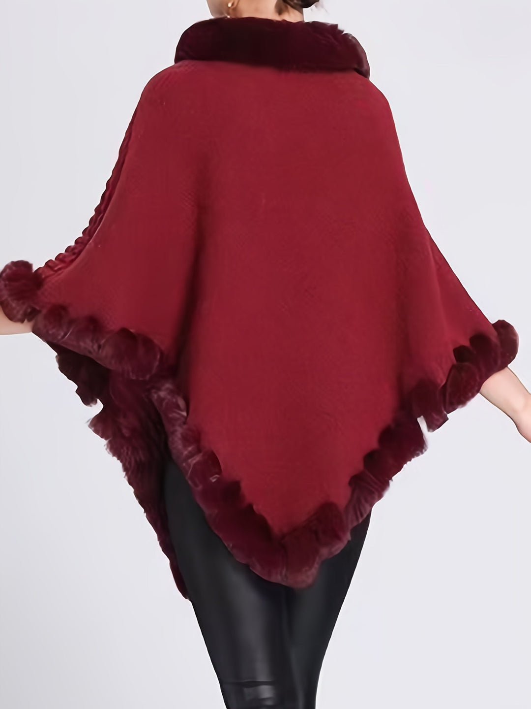Drune | Poncho mit Pelzdetails Acrylmix Elegante Struktur