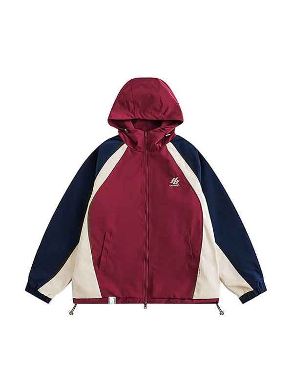 Drune | Rote und Blaue Outdoor Block Splice Jacke
