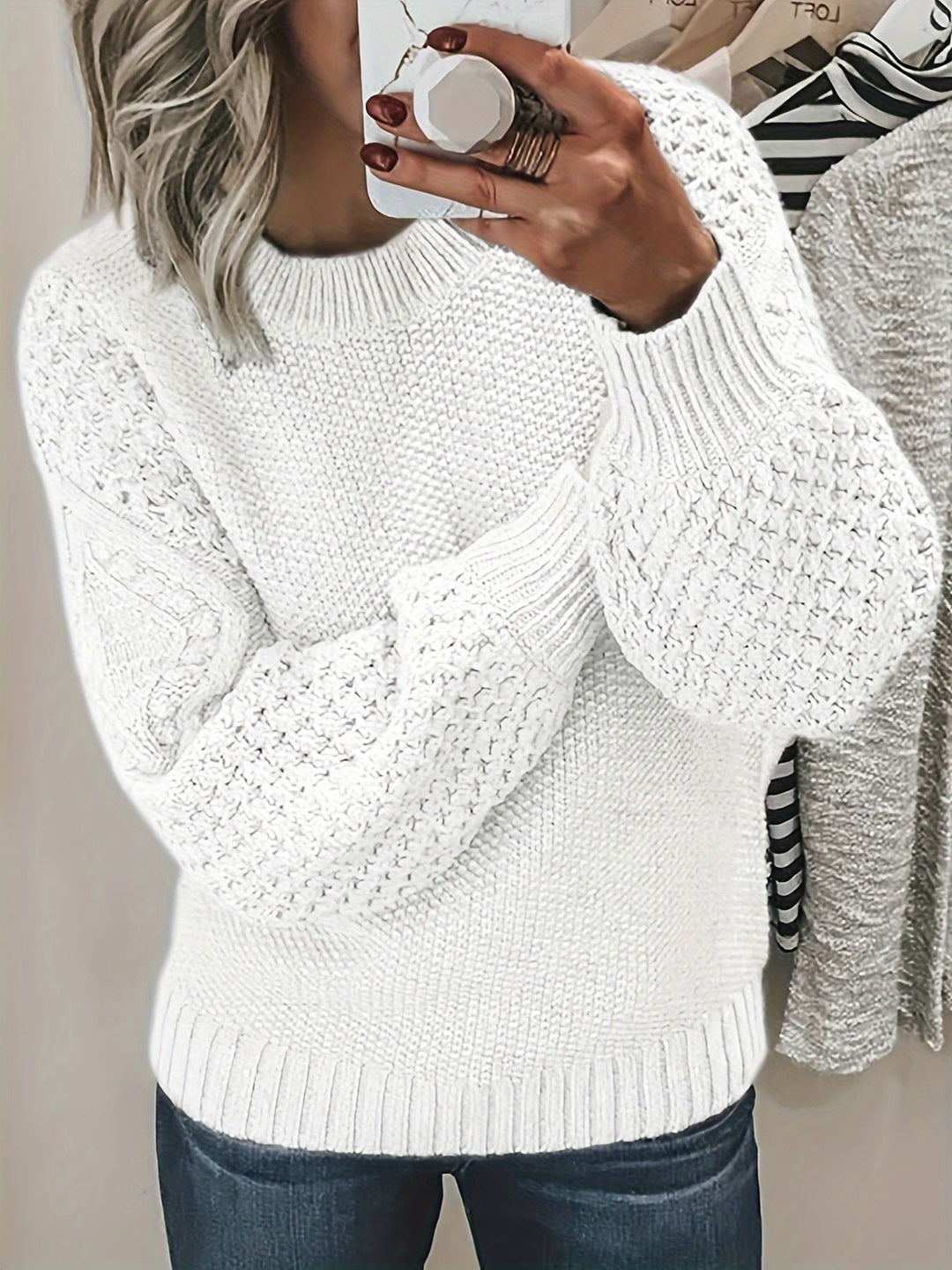 Drune | Strickpullover mit Strukturärmeln Acryl Warm und Bequem