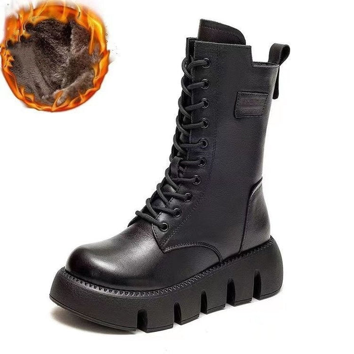 Drune | Winterstiefel mit Reißverschluss - Rutschfeste Sohle - Warm Gefüttert - Echtleder-Optik